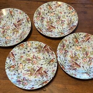Mayfair Collection Birds & Berries Salad Dessert Bowls Floral 8” Blue